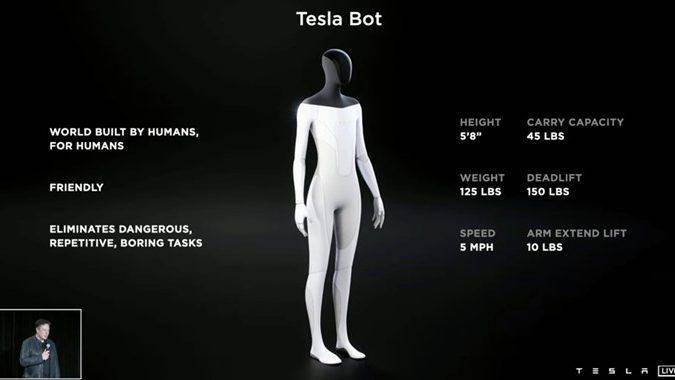 Tesla anuncia o Tesla Bot, um robô humanoide para tarefas manuais