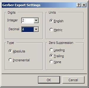 Menu File, Export, Gerber