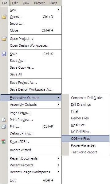 Caixa de diálogo ODB++ Setup